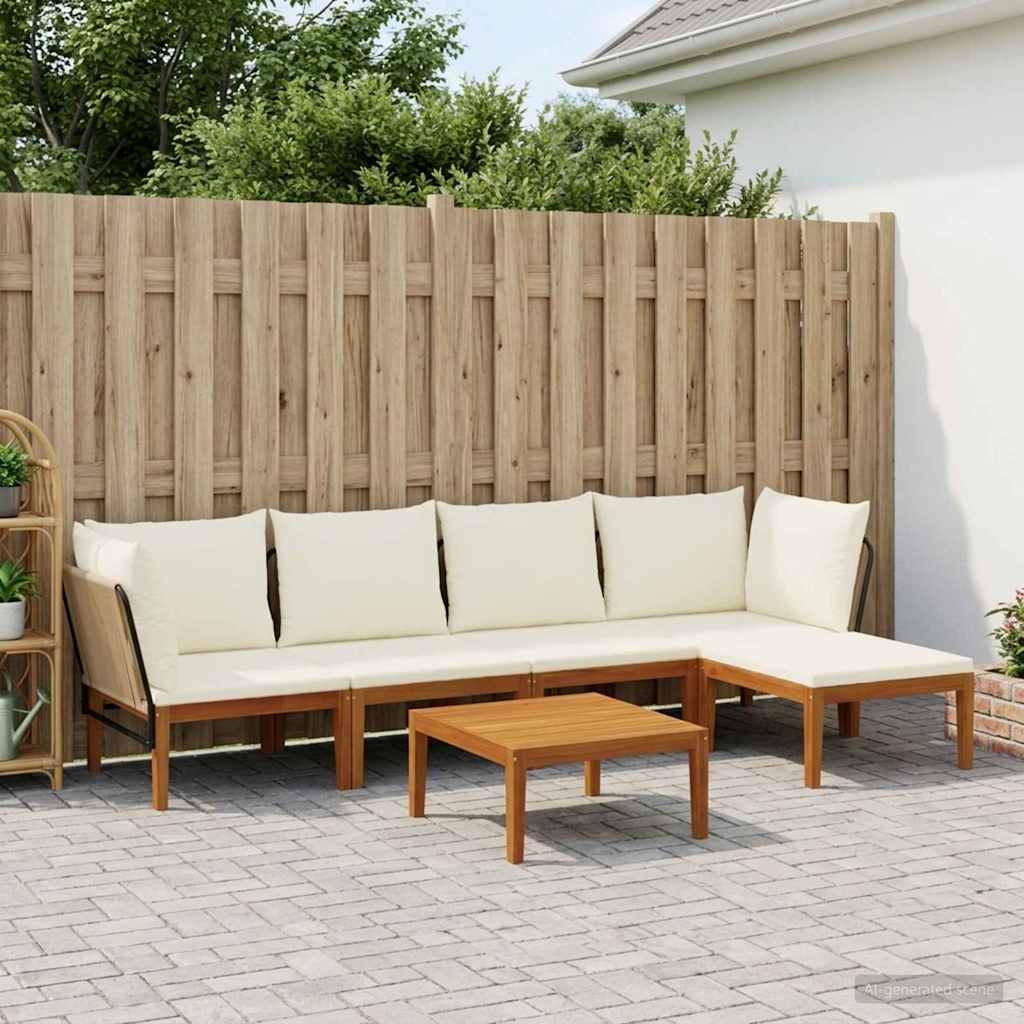 6 pcs Tuin loungeset Massief acaciahout & touw Naturel image 1