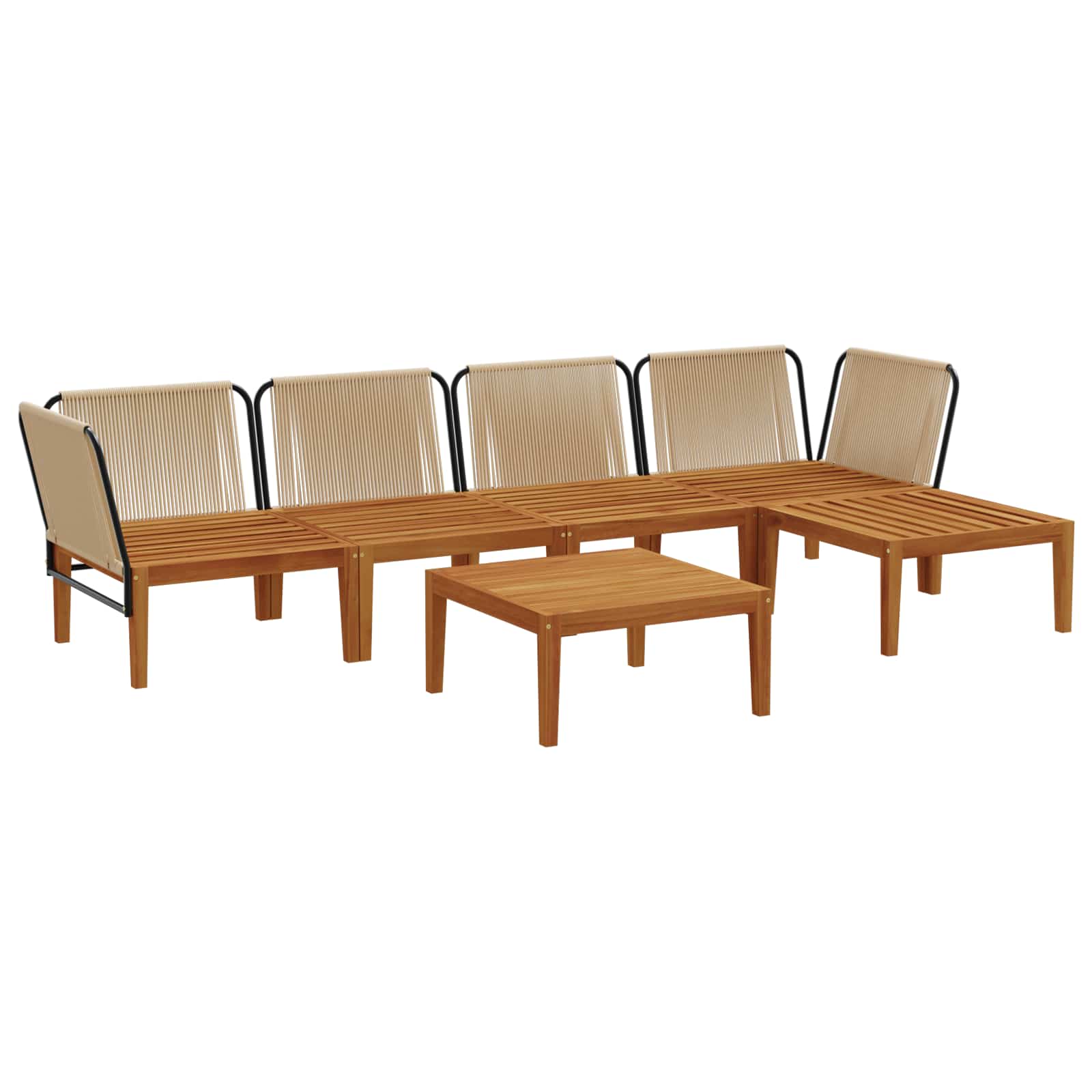 6 pcs Tuin loungeset Massief acaciahout & touw Naturel image 4