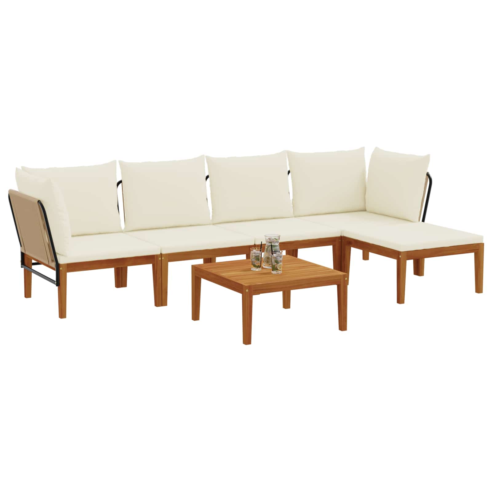 6 pcs Tuin loungeset Massief acaciahout & touw Naturel image 3