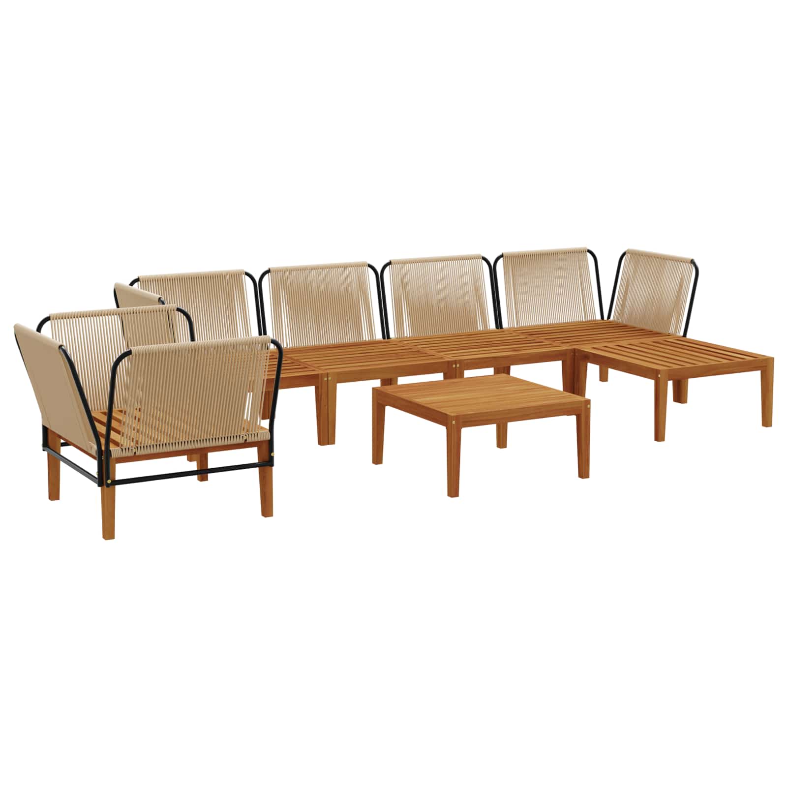 7 pcs Tuin loungeset Massief acaciahout & touw Naturel image 4