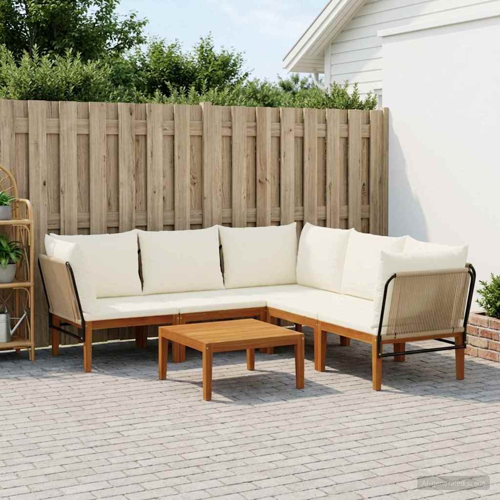 6 pcs Tuin loungeset Massief acaciahout & touw Naturel image 1