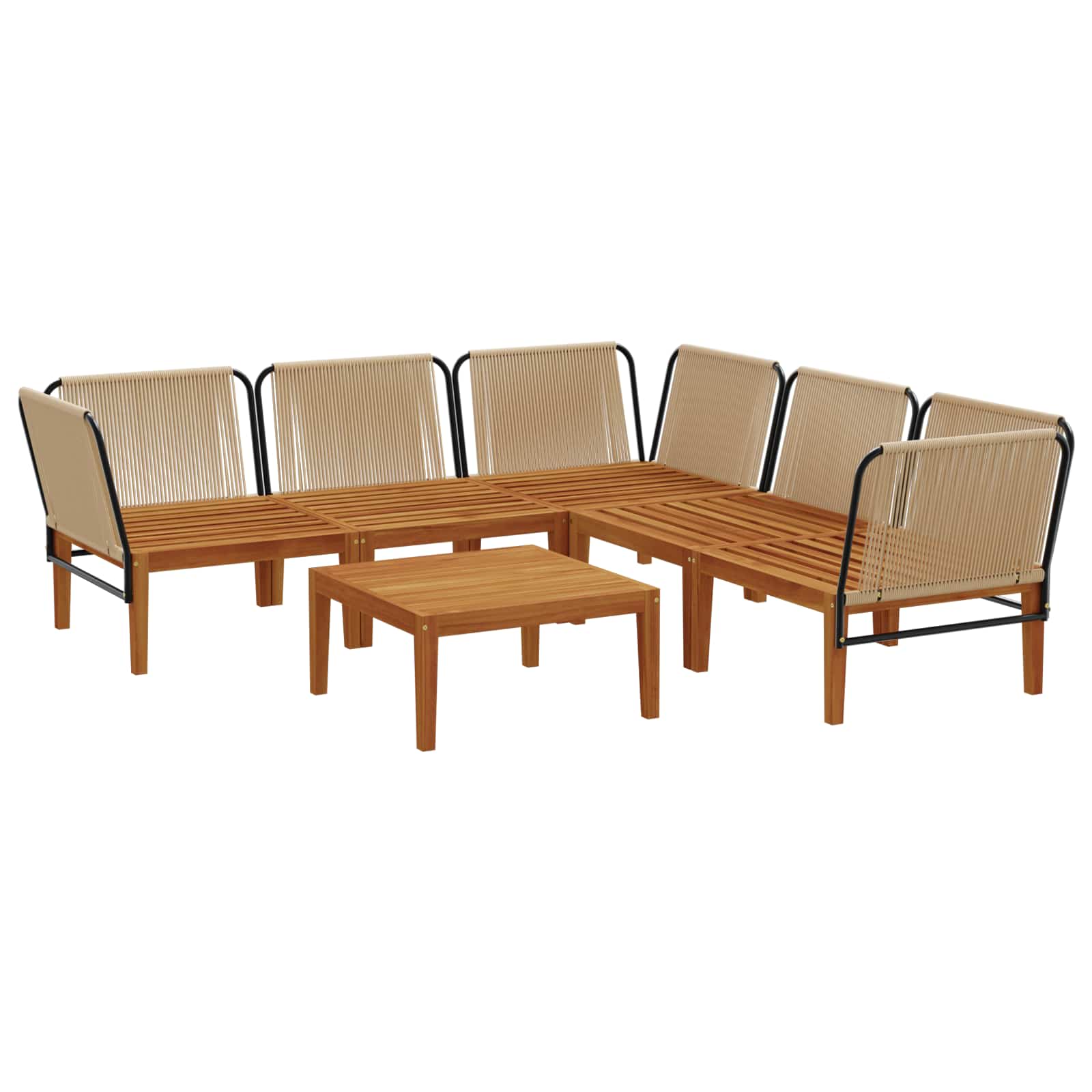 6 pcs Tuin loungeset Massief acaciahout & touw Naturel image 4