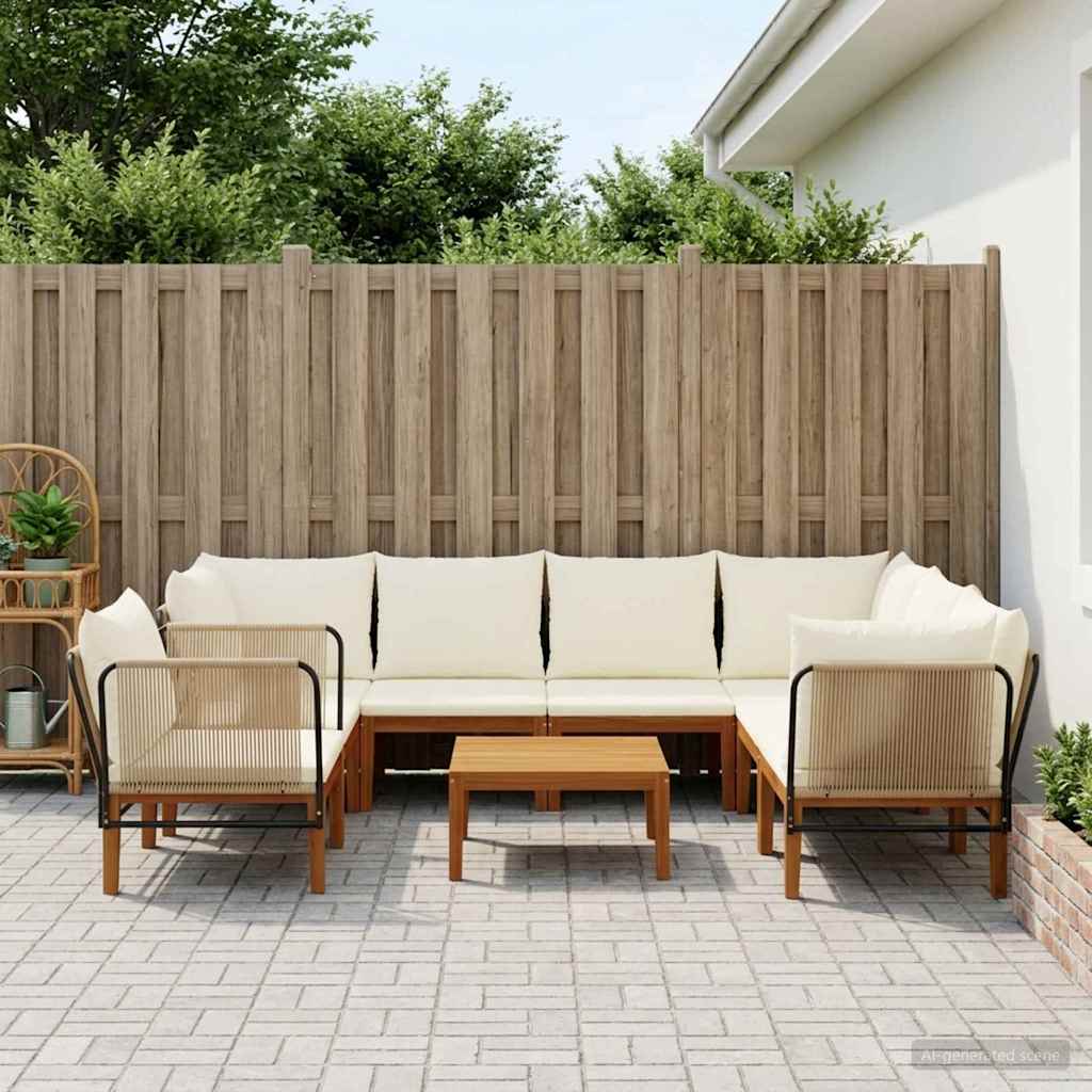 7 pcs Tuin loungeset Massief acaciahout & touw Naturel image 1