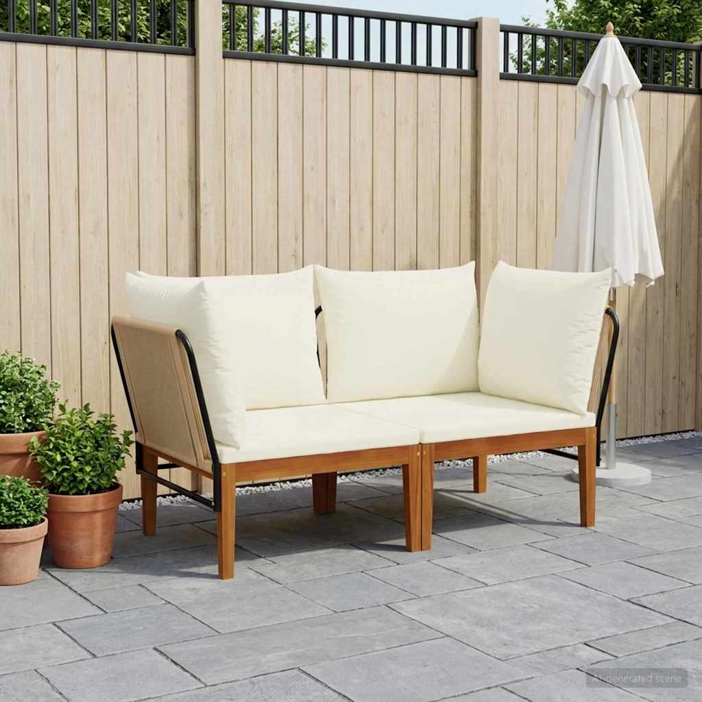 2 pcs Tuin loungeset Massief acaciahout & touw Naturel image 1