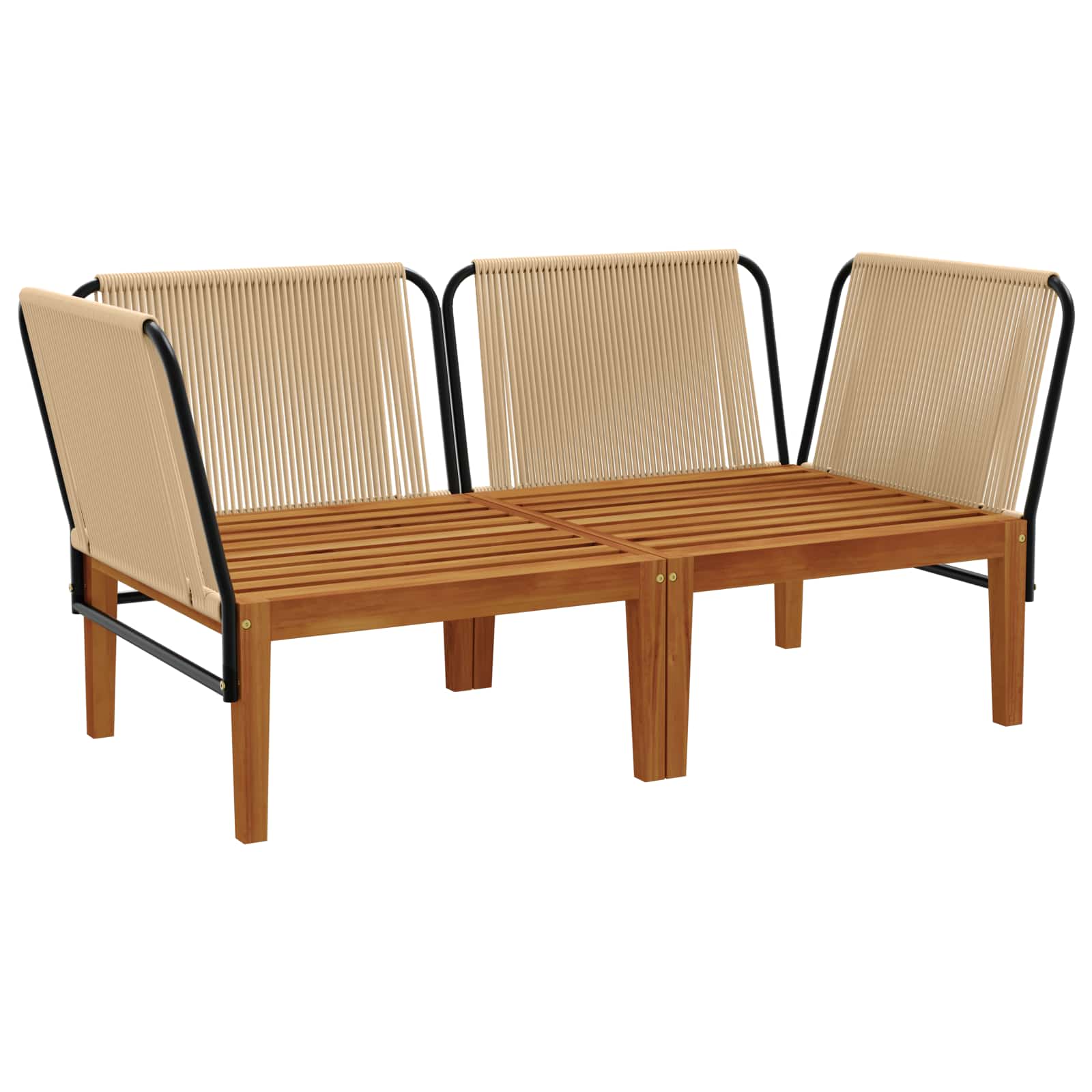 2 pcs Tuin loungeset Massief acaciahout & touw Naturel image 3