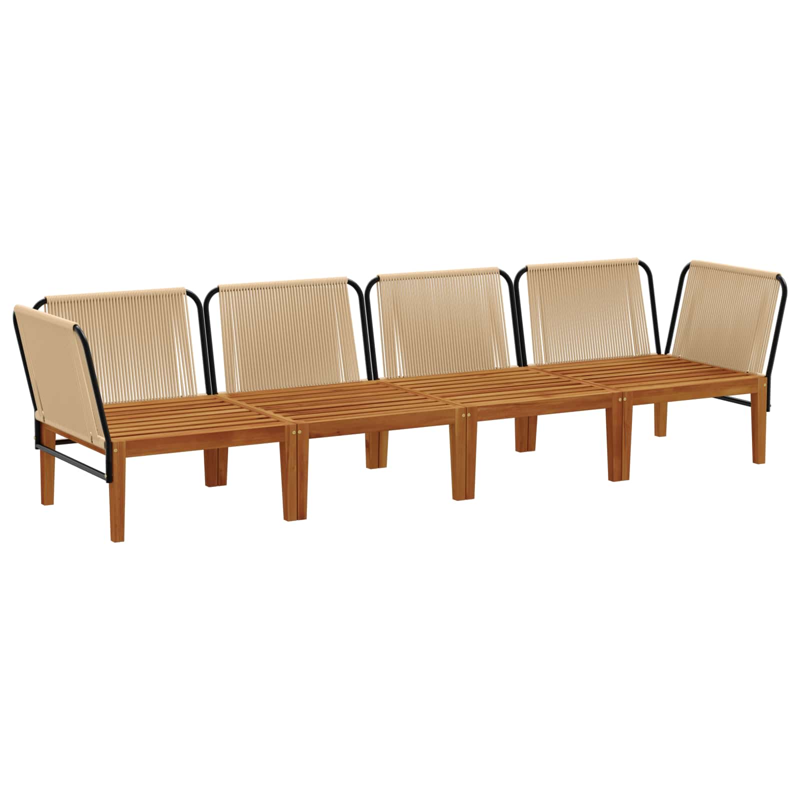 4 pcs Tuin loungeset Massief acaciahout & touw Naturel image 3