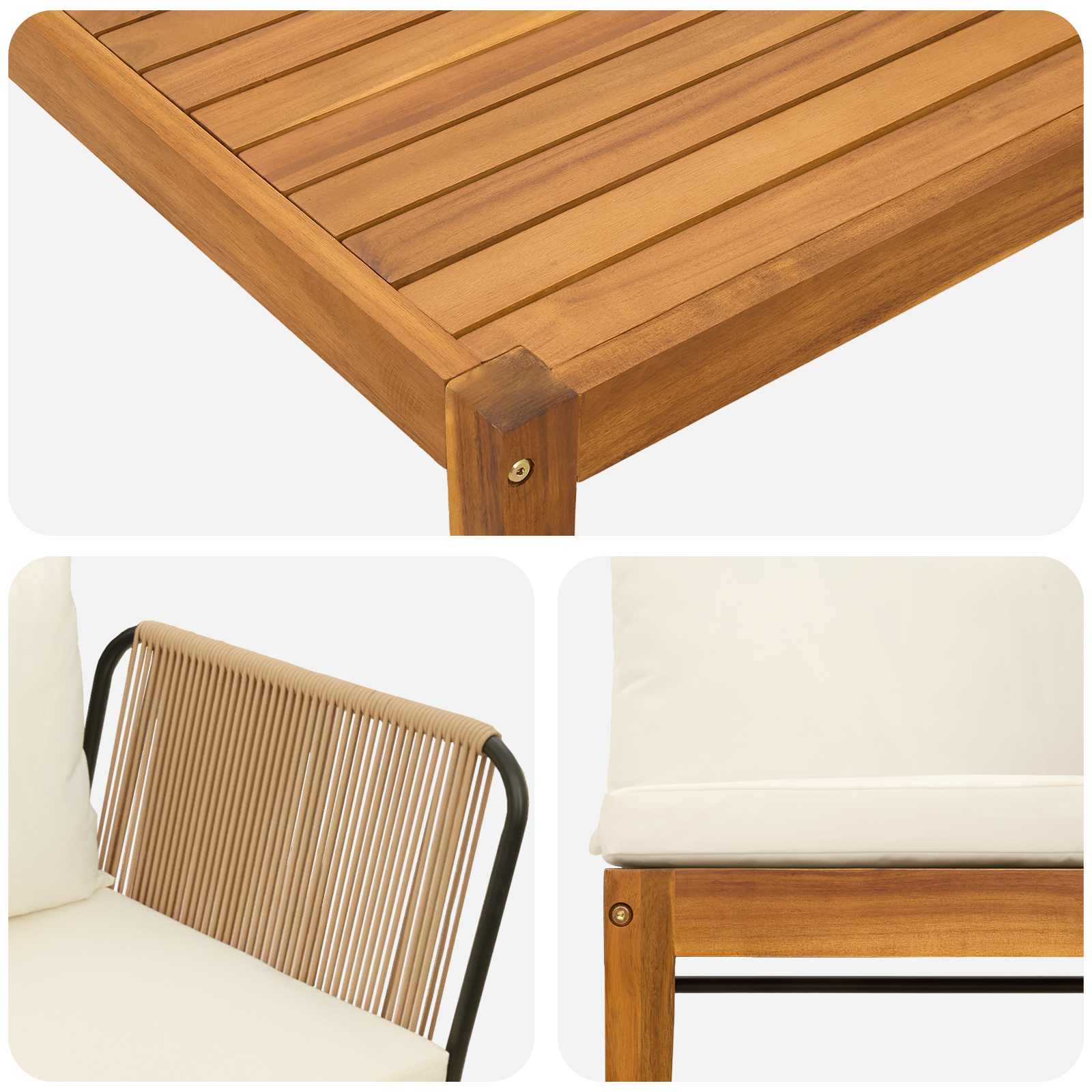 5 pcs Tuin loungeset Massief acaciahout & touw Naturel image 9