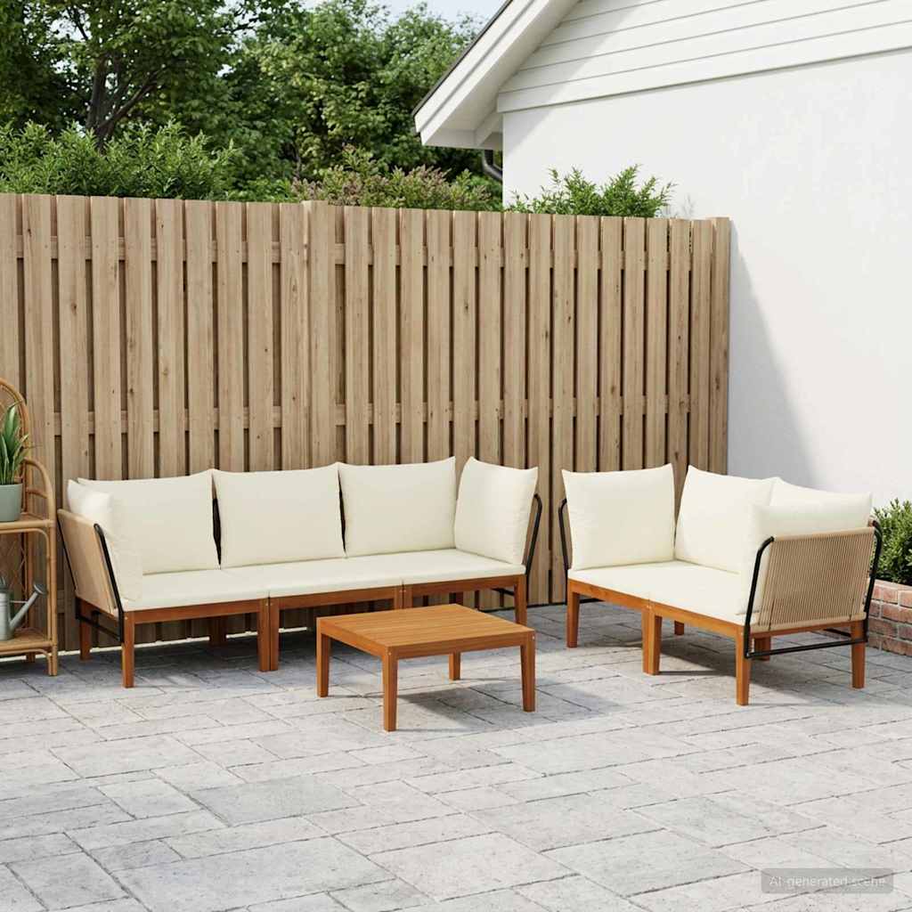 6 pcs Tuin loungeset Massief acaciahout & touw Naturel image 1