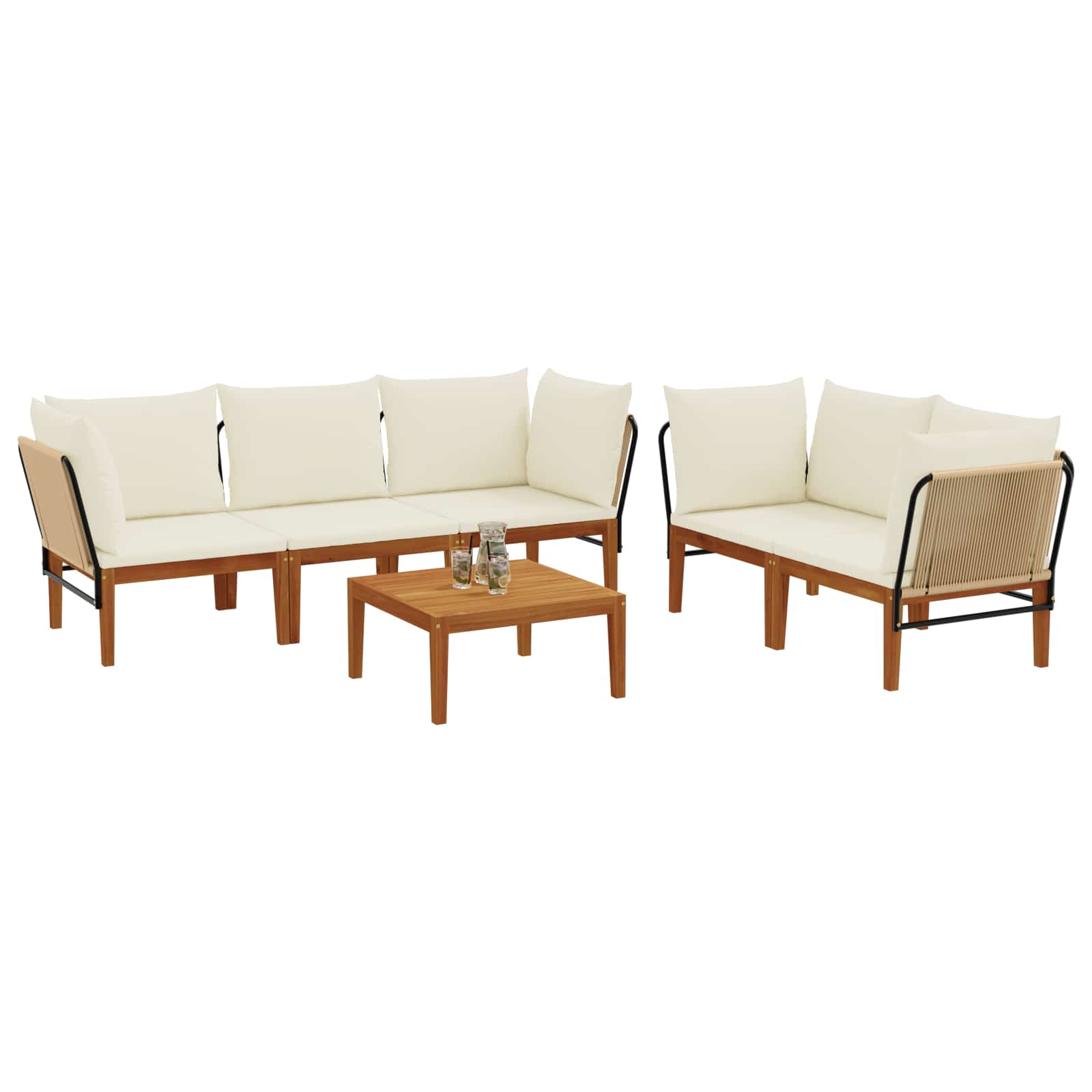 6 pcs Tuin loungeset Massief acaciahout & touw Naturel image 3