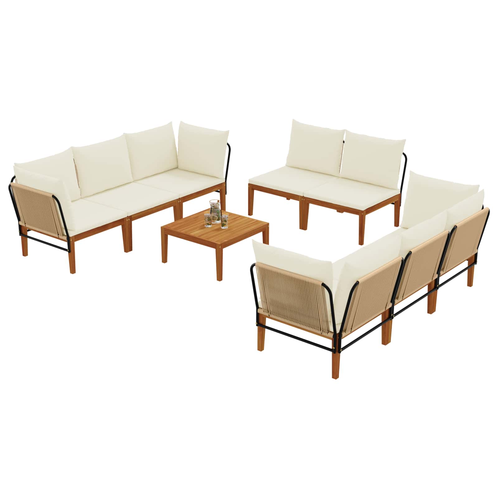 9 pcs Tuin loungeset Massief acaciahout & touw Naturel image 3