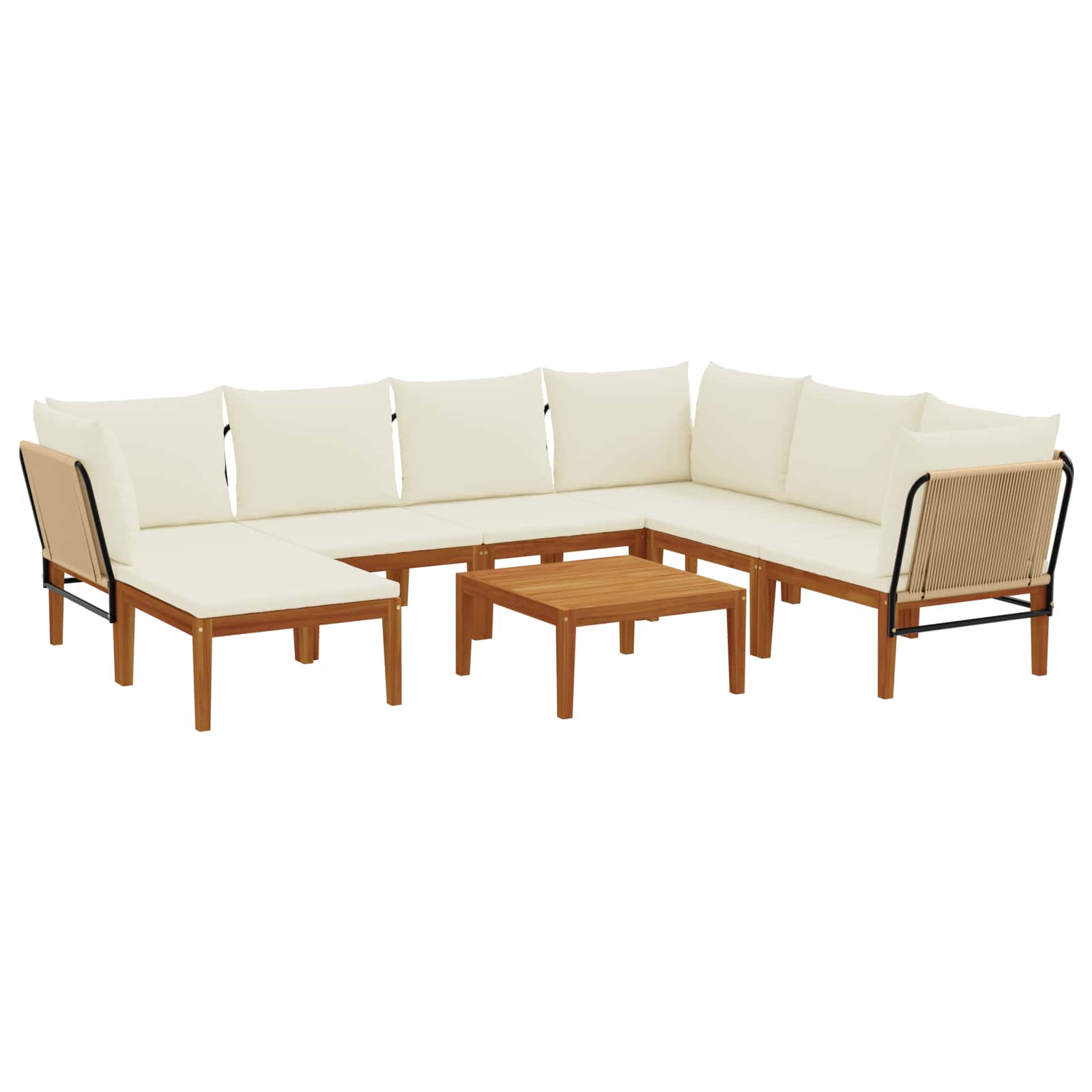 8 pcs Tuin loungeset Massief acaciahout & touw Naturel image 2