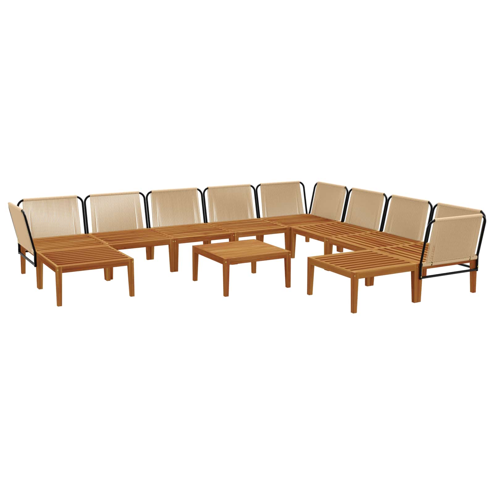 11 pcs Tuin loungeset Massief acaciahout & touw Naturel image 4