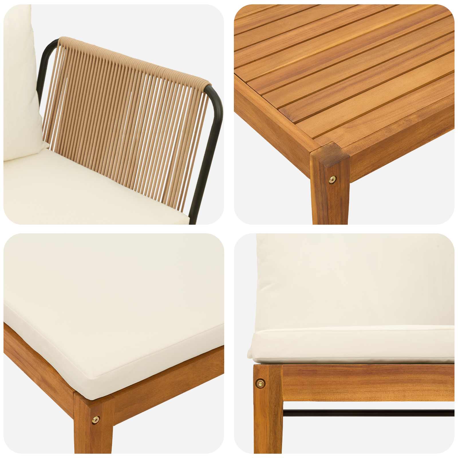 12 pcs Tuin loungeset Massief acaciahout & touw Naturel image 11