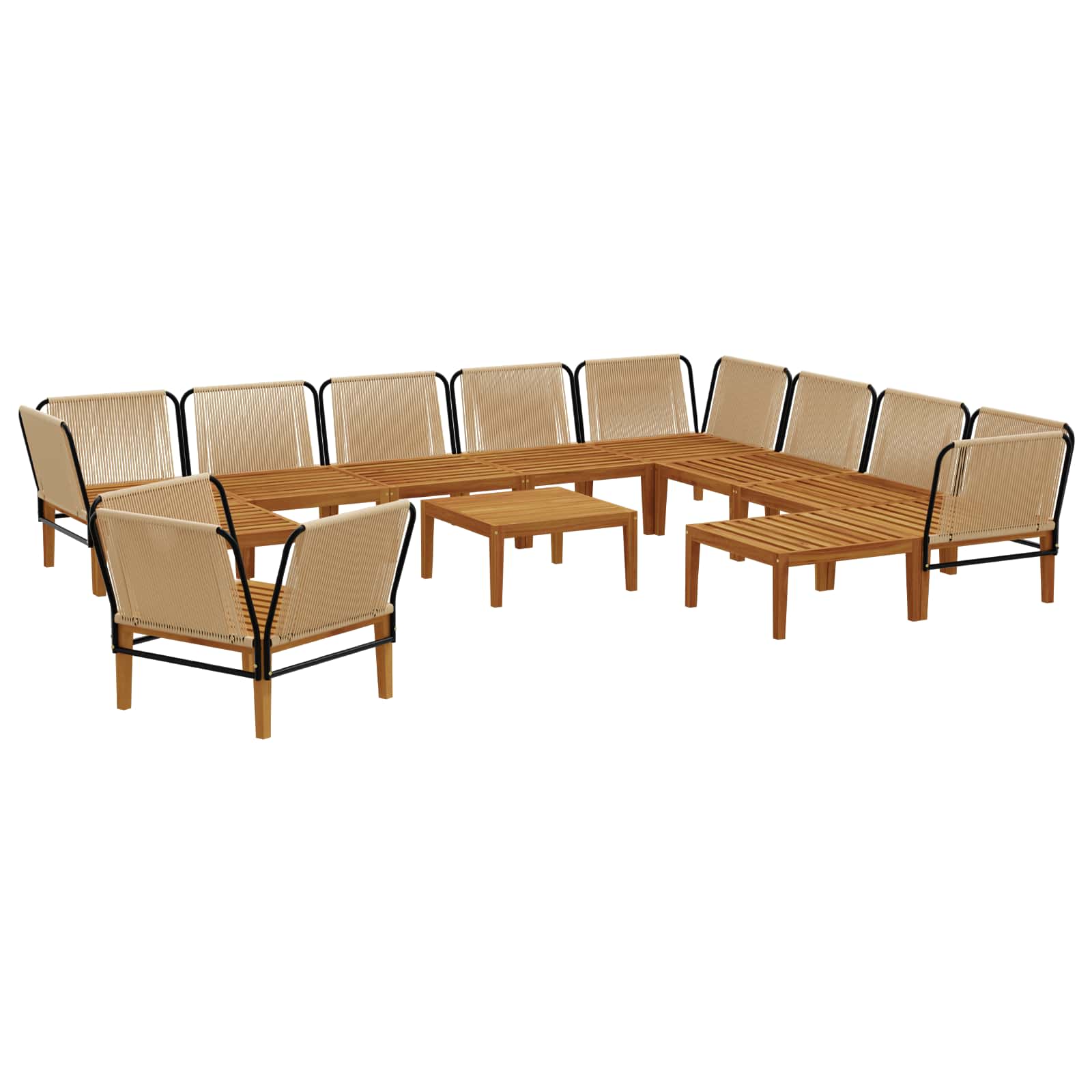 12 pcs Tuin loungeset Massief acaciahout & touw Naturel image 4