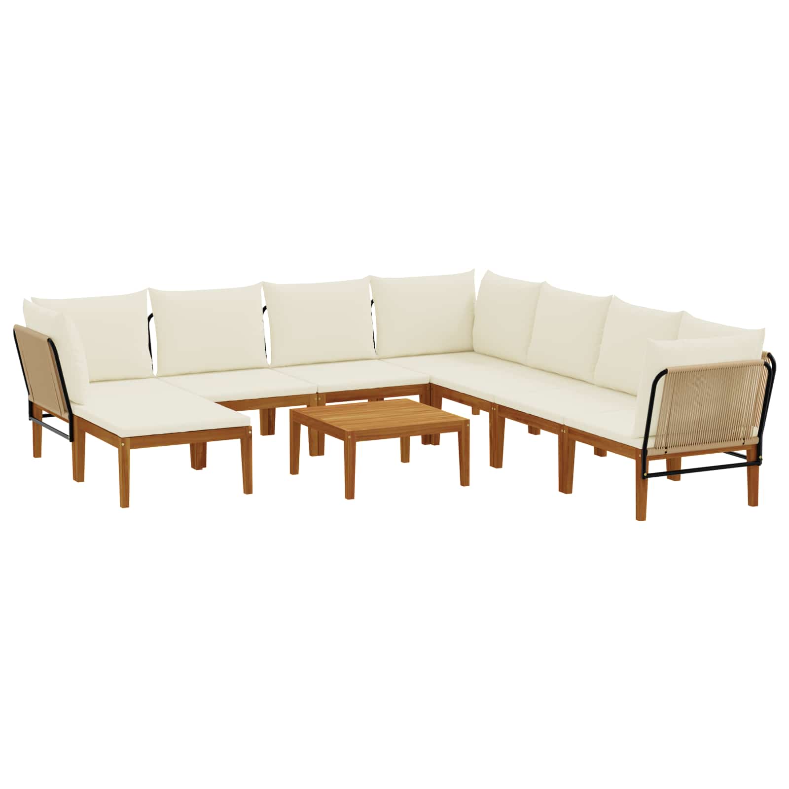 9 pcs Tuin loungeset Massief acaciahout & touw Naturel image 2