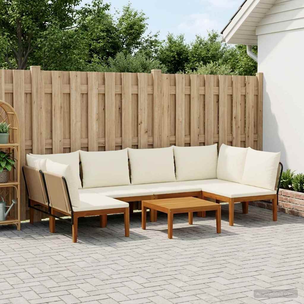 7 pcs Tuin loungeset Massief acaciahout & touw Naturel image 1