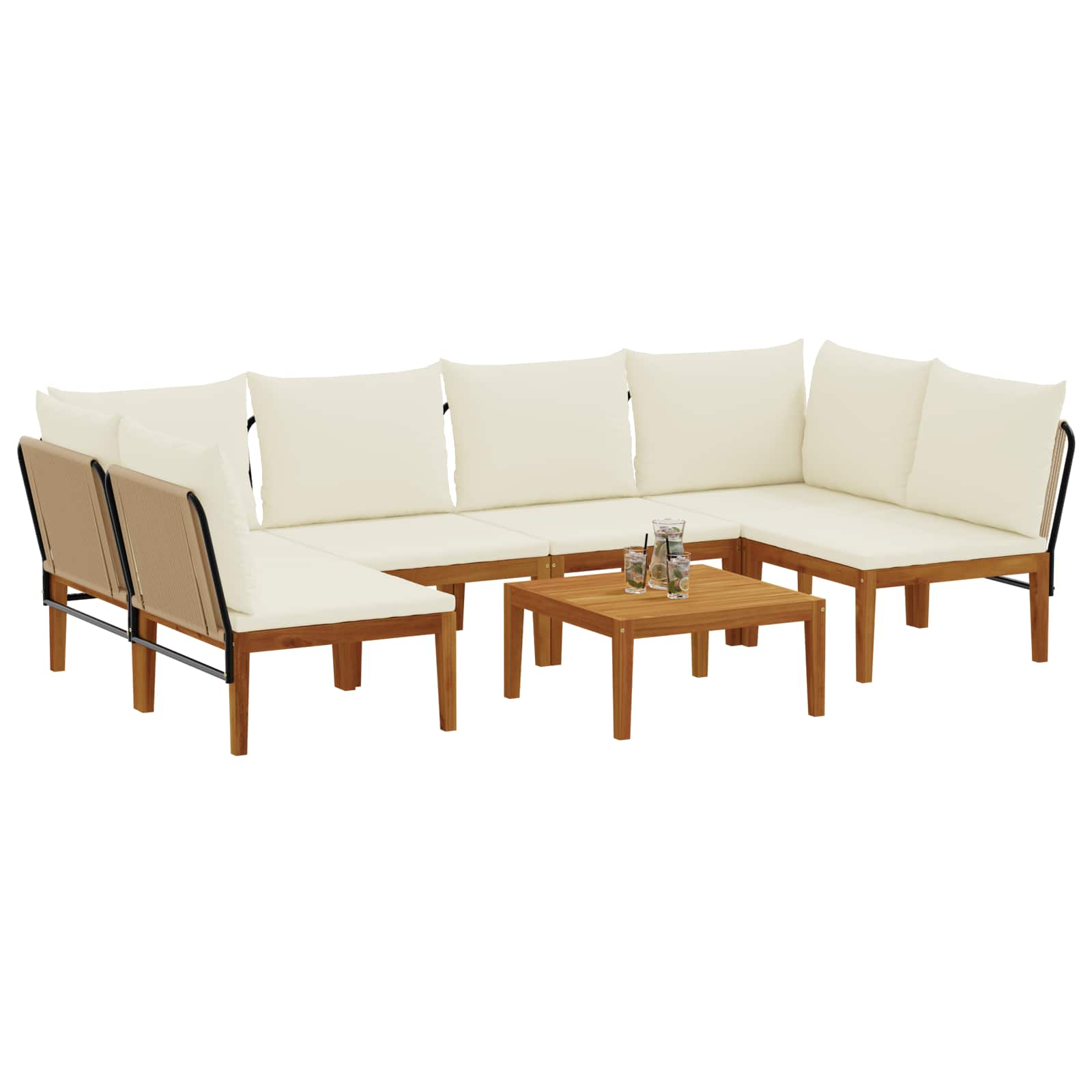7 pcs Tuin loungeset Massief acaciahout & touw Naturel image 3