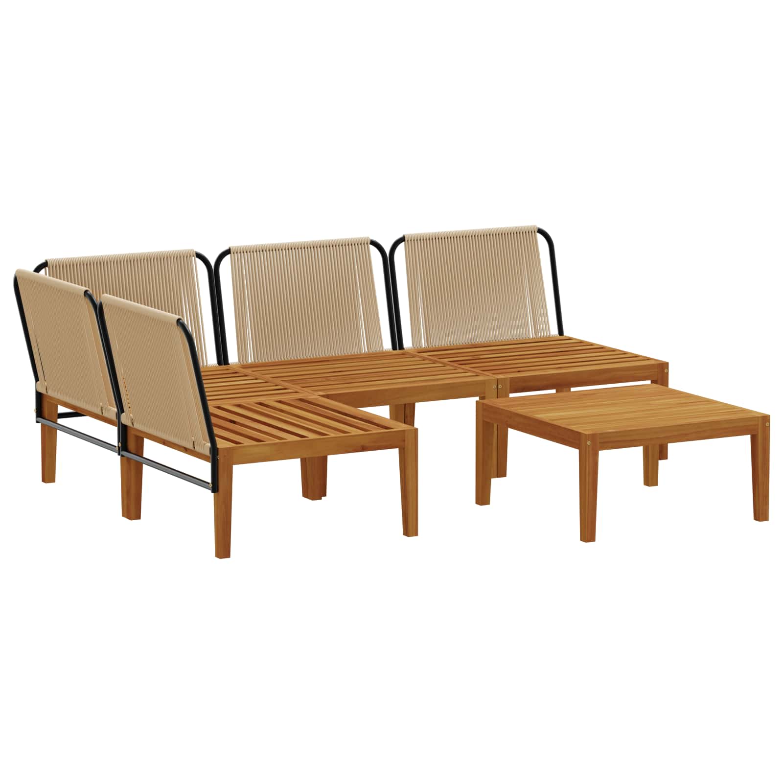 5 pcs Tuin loungeset Massief acaciahout & touw Naturel image 4