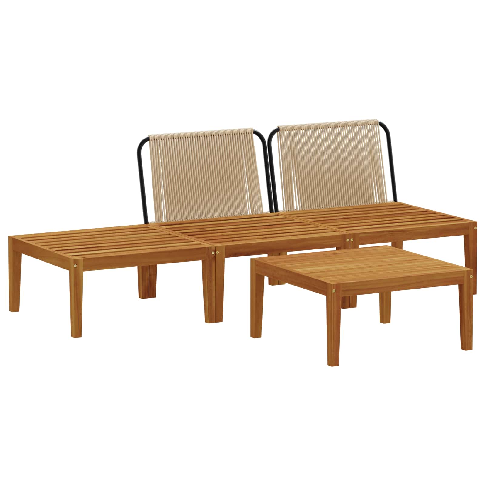 4 pcs Tuin loungeset Massief acaciahout & touw Naturel image 4