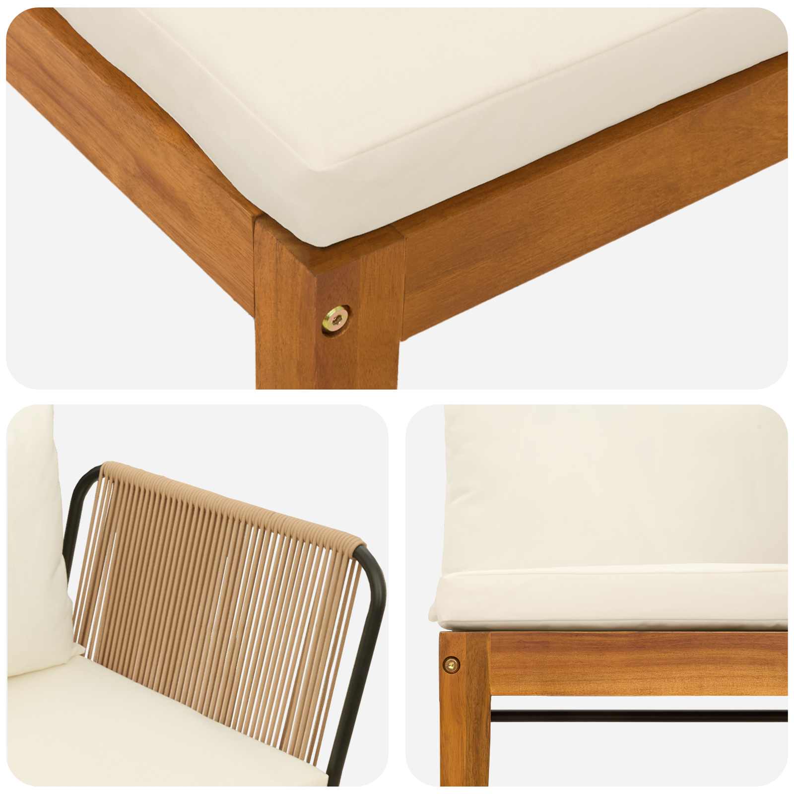 3 pcs Tuin loungeset Massief acaciahout & touw Naturel image 7
