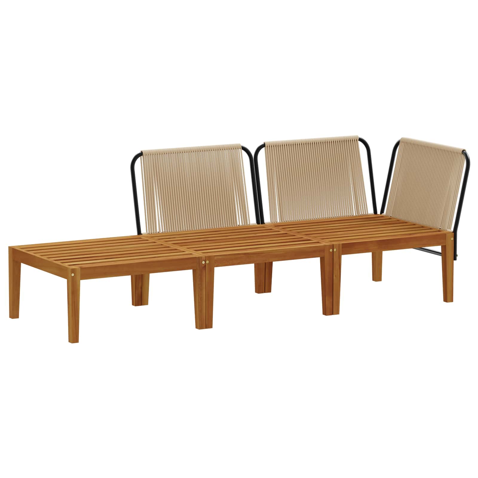 3 pcs Tuin loungeset Massief acaciahout & touw Naturel image 3