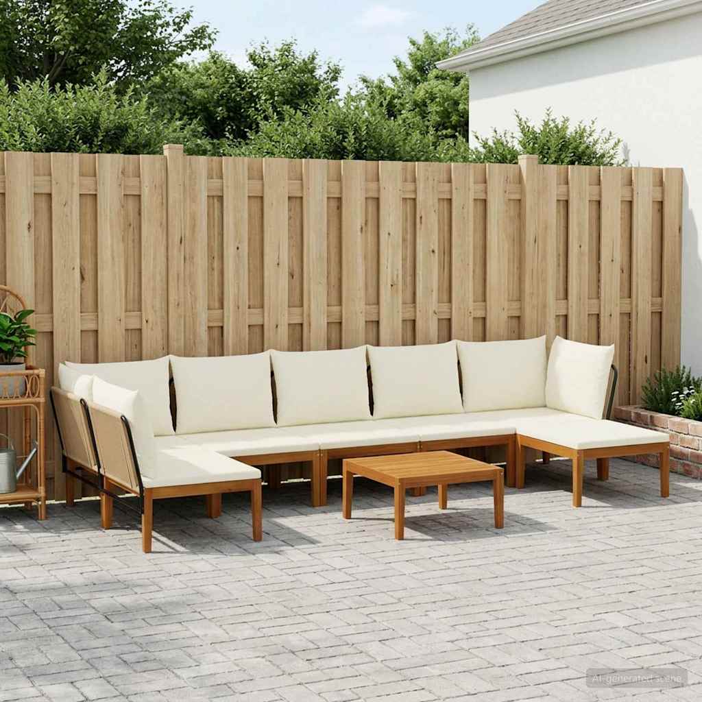 8 pcs Tuin loungeset Massief acaciahout & touw Naturel image 1