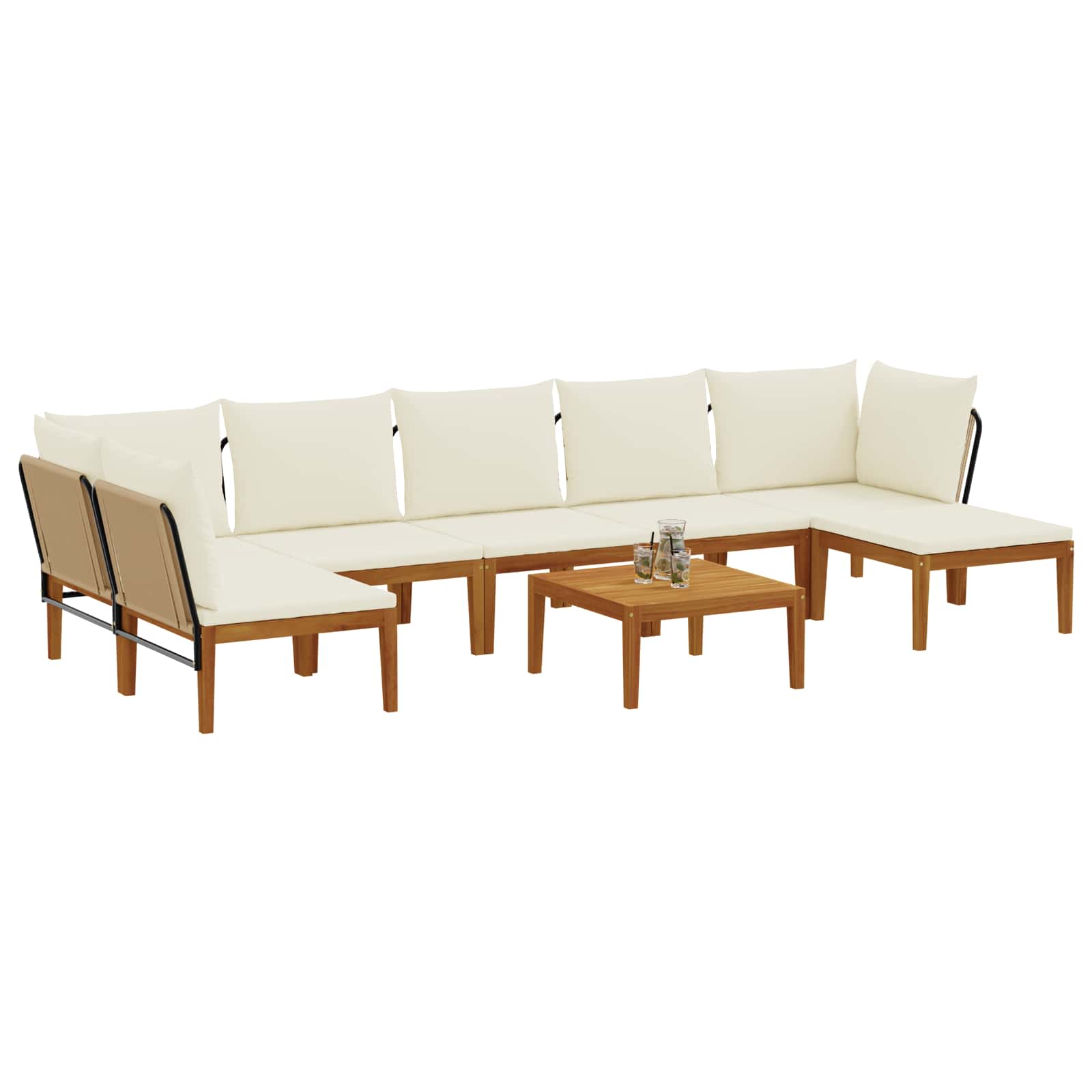 8 pcs Tuin loungeset Massief acaciahout & touw Naturel image 3
