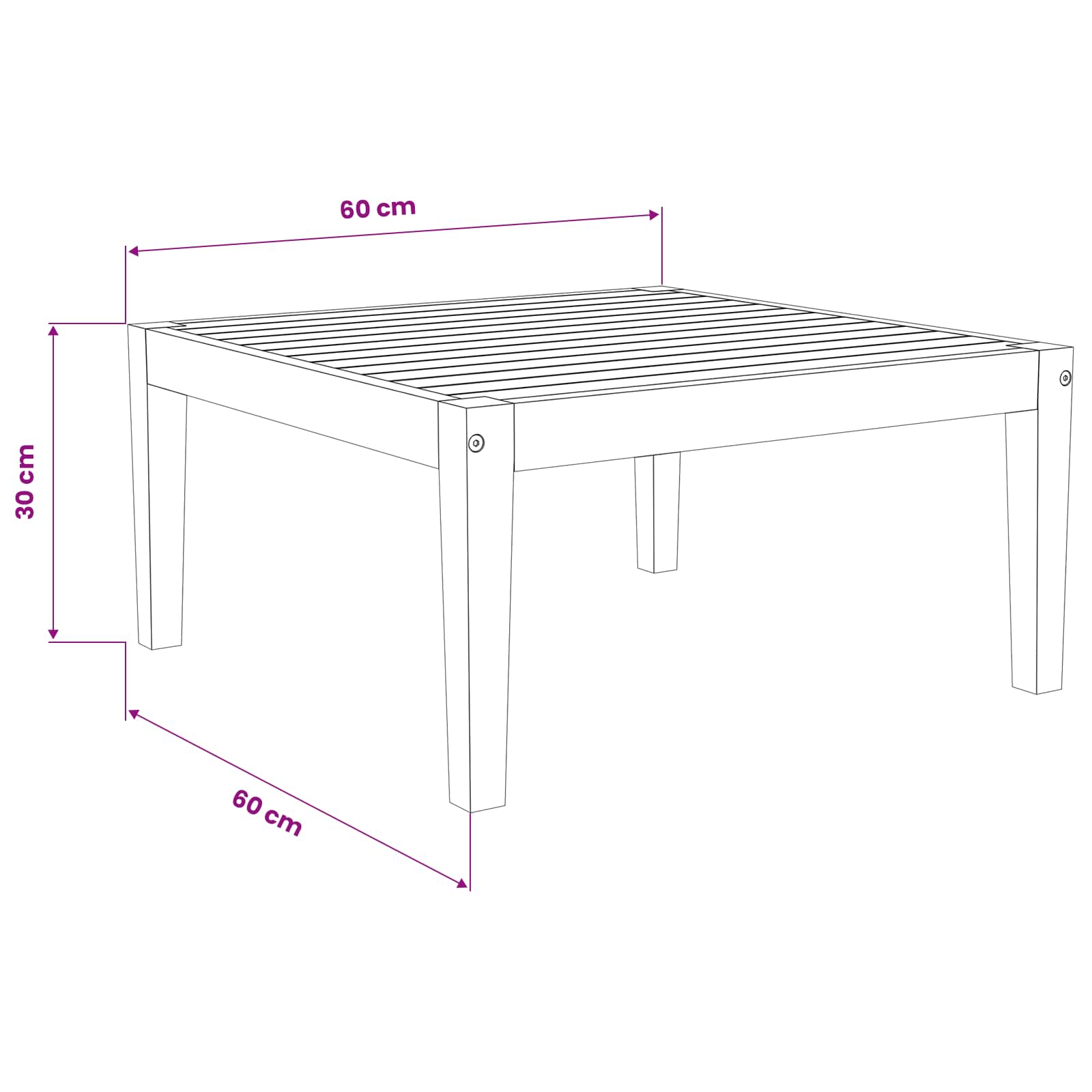 Tafel Massief Acaciahout Naturel 60 x 60 x 30 cm image 6
