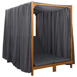 Dvojité lehátko s markýzou a závěsy Masivní akátové dřevo - obrázek 3