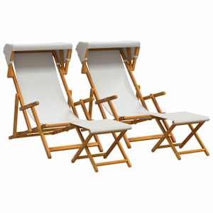 vidaXL Deck Chair 4 pcs 3 positsioon Tugev Eukal&uuml;pti Puit Kreemjas