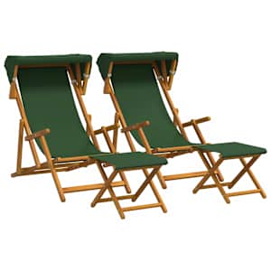vidaXL Deck Chair 4 pcs 3 positsioon Tugev Eukal&uuml;pti Puit Roheline
