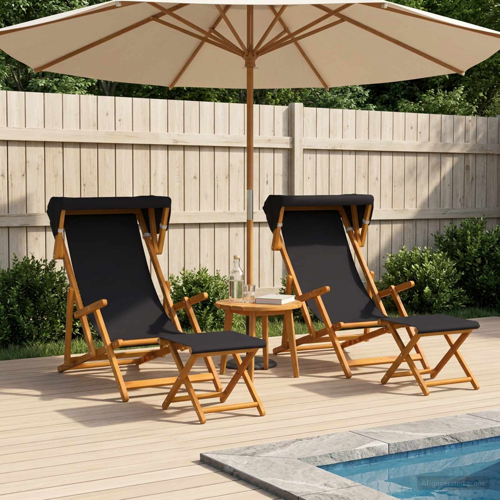 vidaXL Deck Chair 4 pcs 3 Position Massiv Eukalyptus Trä Svart
