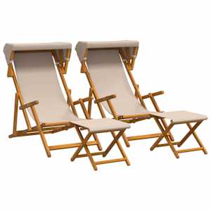 vidaXL Deck Chair 4 pcs 3 positsioon Tugev Eukal&uuml;pti Puit Beež