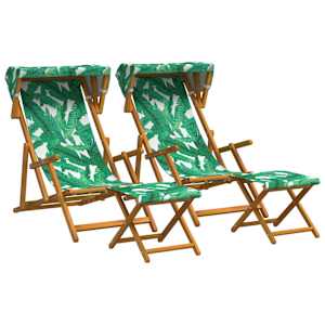vidaXL Deck Chair 4 pcs 3 positsioon Tugev Eukal&uuml;pti Puit Lehe muster