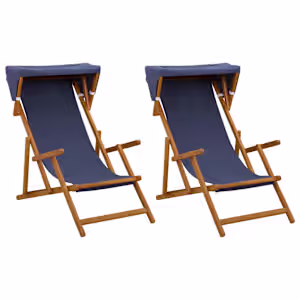 vidaXL Deck Chair 2 pcs 3 positsioon Tugev Eukal&uuml;pti Puit Sinine