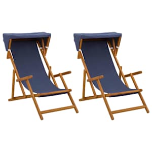 vidaXL Deck Chair 2 pcs 3 positsioon Tugev Eukal&uuml;pti Puit Sinine