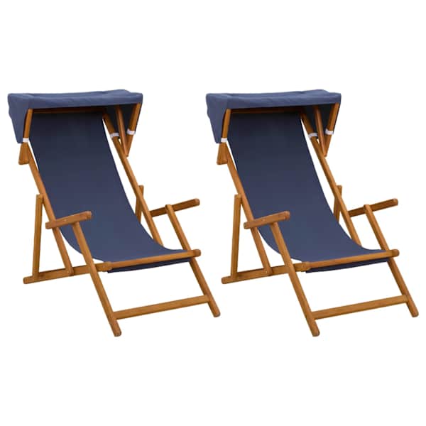 vidaXL Deck Chair 2 pcs 3 positsioon Tugev Eukal&uuml;pti Puit Sinine