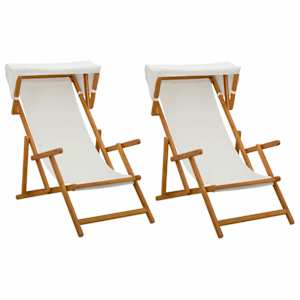 vidaXL Deck Chair 2 pcs 3 positsioon Tugev Eukal&uuml;pti Puit Kreemjas