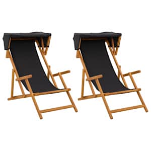 vidaXL Deck Chair 2 pcs 3 positsioon Tugev Eukal&uuml;pti Puit Must