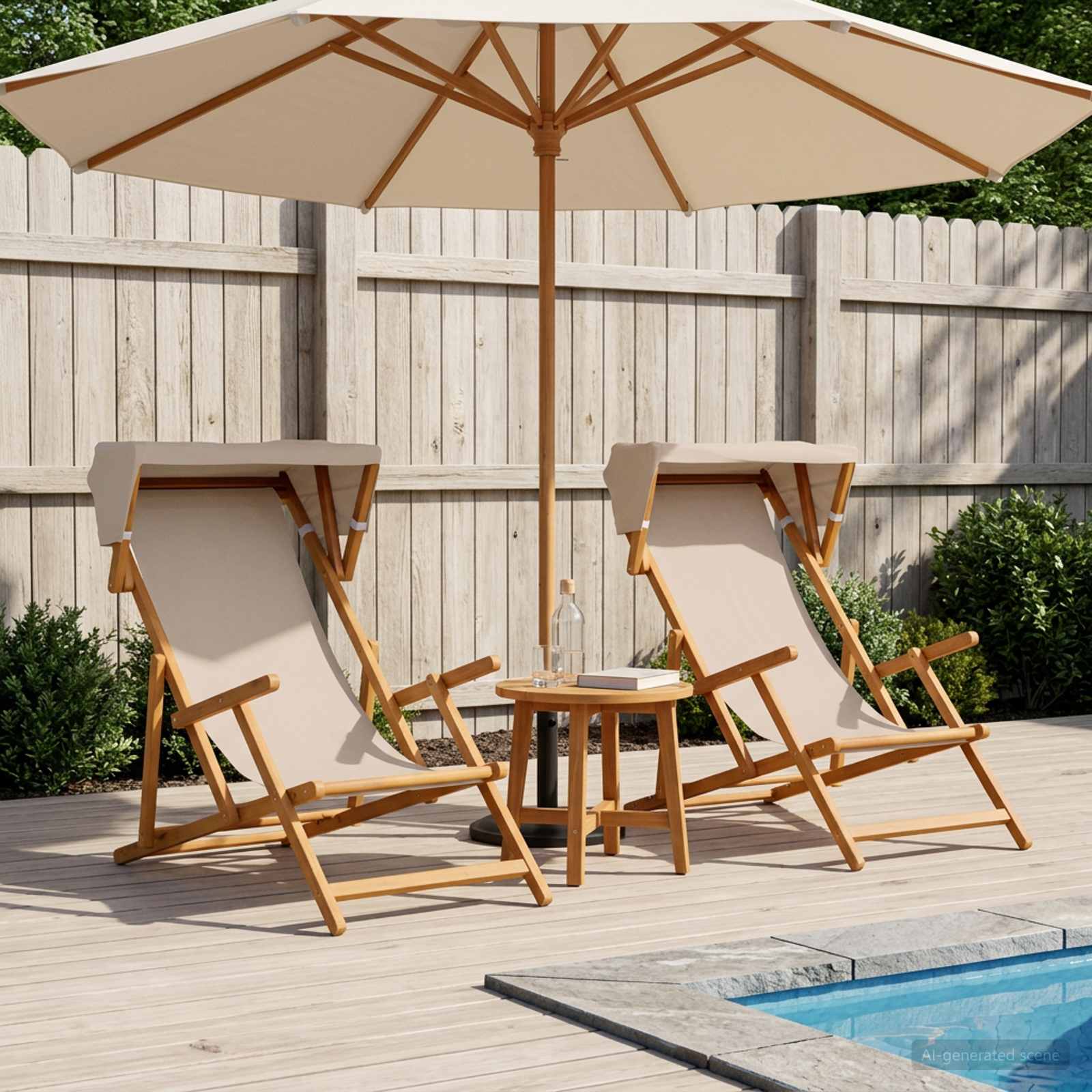 vidaXL Ležalnik 2 pcs 3 Položaj Trdna Eukaliptusova Les Bež