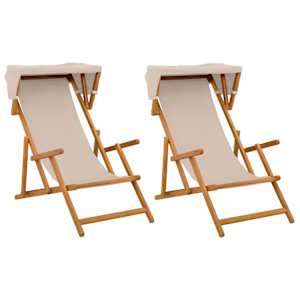 vidaXL Deck Chair 2 pcs 3 positsioon Tugev Eukal&uuml;pti Puit Beež