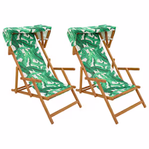 vidaXL Deck Chair 2 pcs 3 positsioon Tugev Eukal&uuml;pti Puit Lehe muster