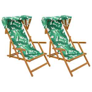 vidaXL Deck Chair 2 pcs 3 positsioon Tugev Eukal&uuml;pti Puit Lehe muster
