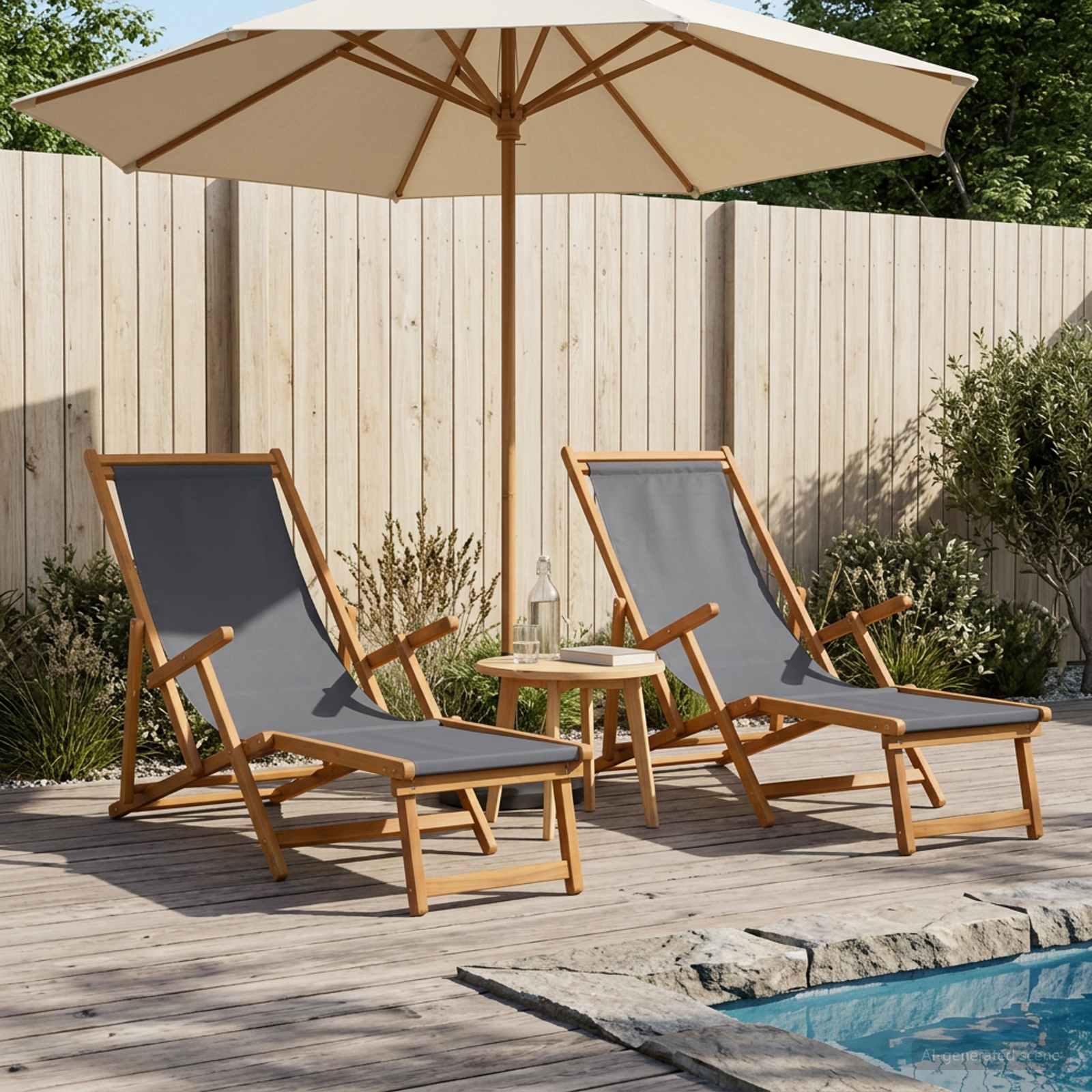 vidaXL Hopfällbar solstol 2 pcs 3 Position Massiv Eukalyptus Trä Grå