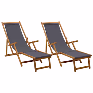 vidaXL Kokkupandav lamamistool 2 pcs 3 positsioon Tugev Eukal&uuml;pti Puit