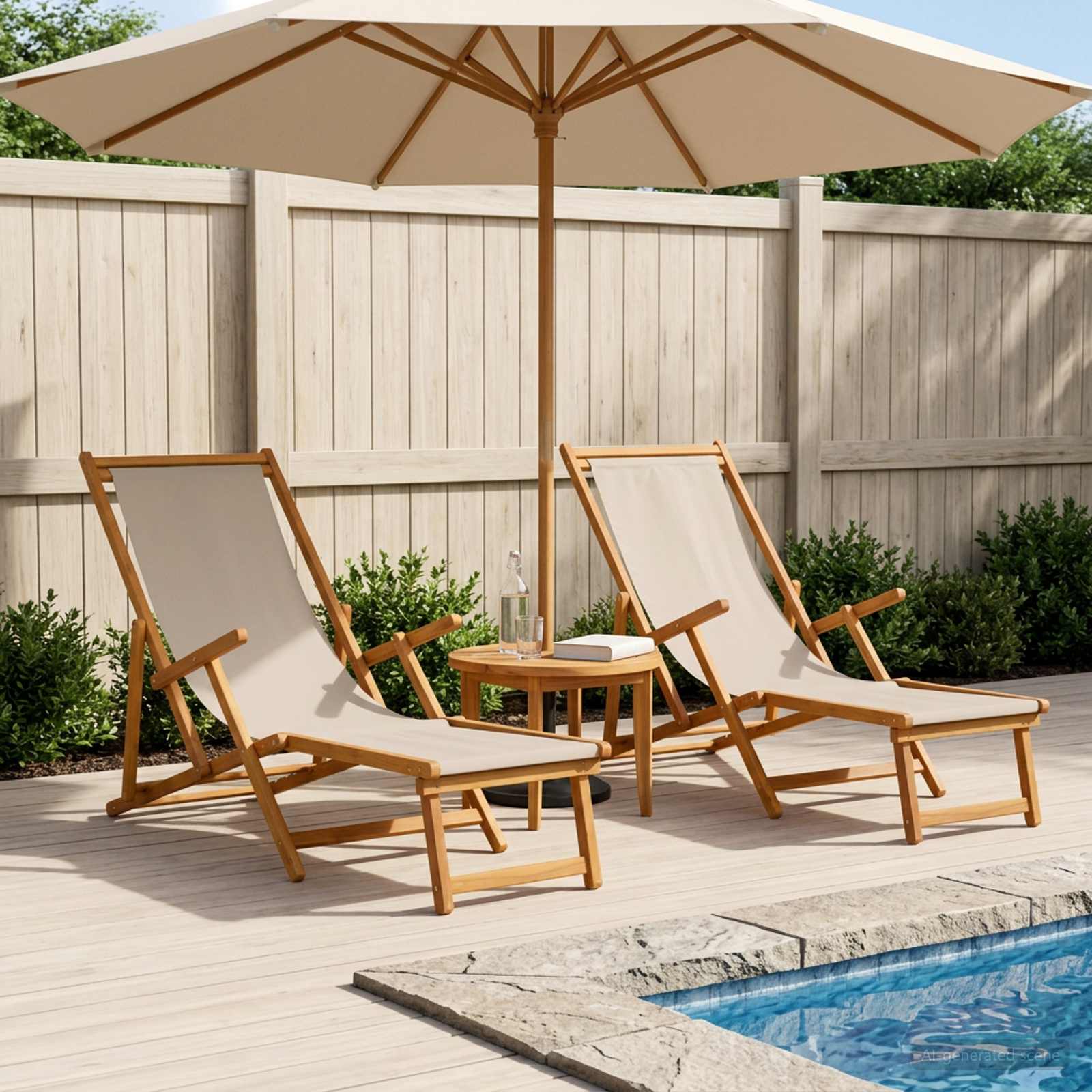vidaXL Hopfällbar solstol 2 pcs 3 Position Massiv Eukalyptus Trä Beige