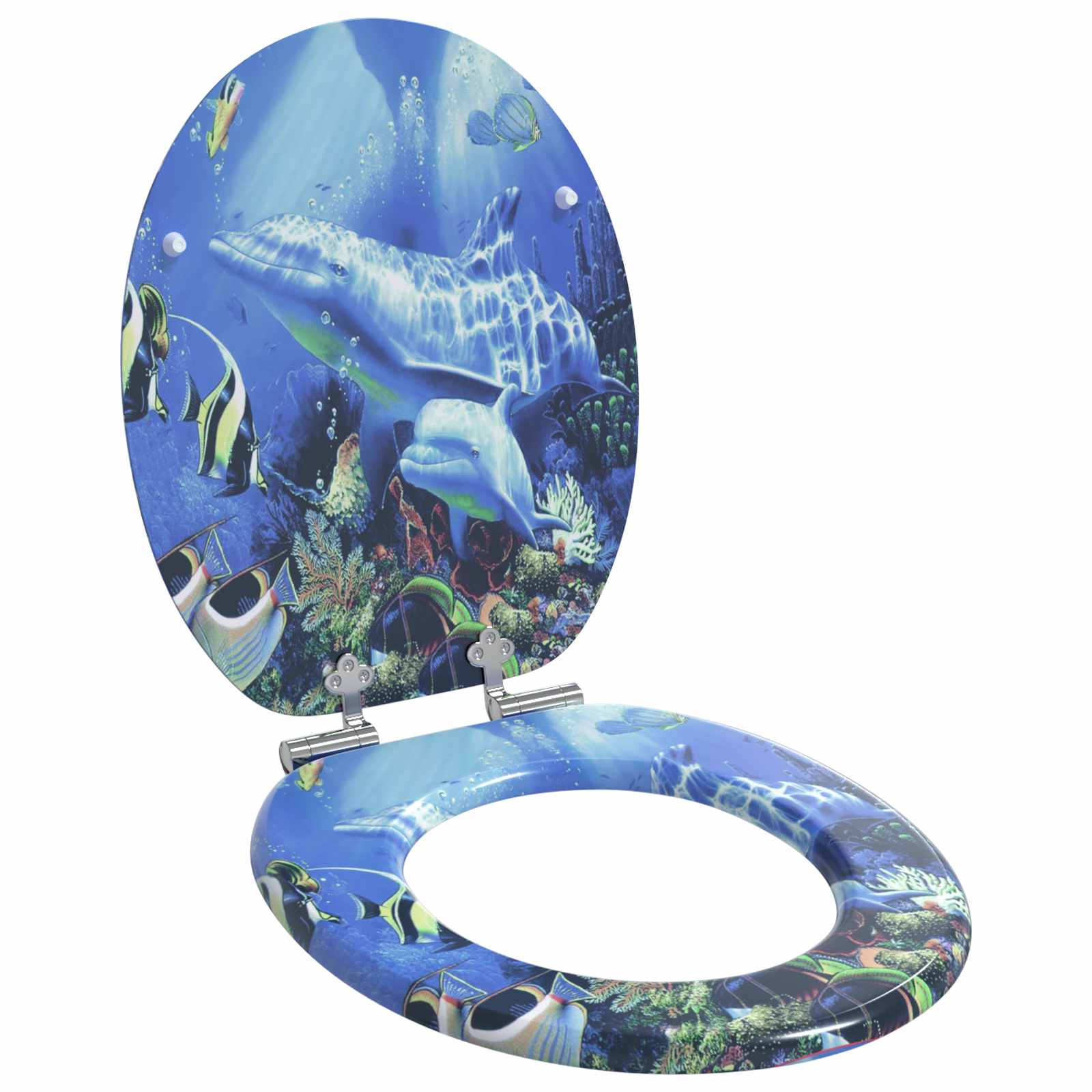 vidaXL Capac de toaletă cu închidere lentă albastru 44 x 38 cm