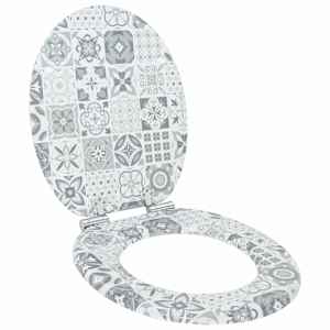 Toaletni pokrov s tiho zaporo Modra in bela porcelana