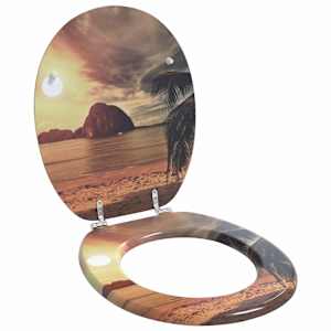 Toaletni pokrov s tiho zaporo Oranžna 44 x 38 cm MDF plošča