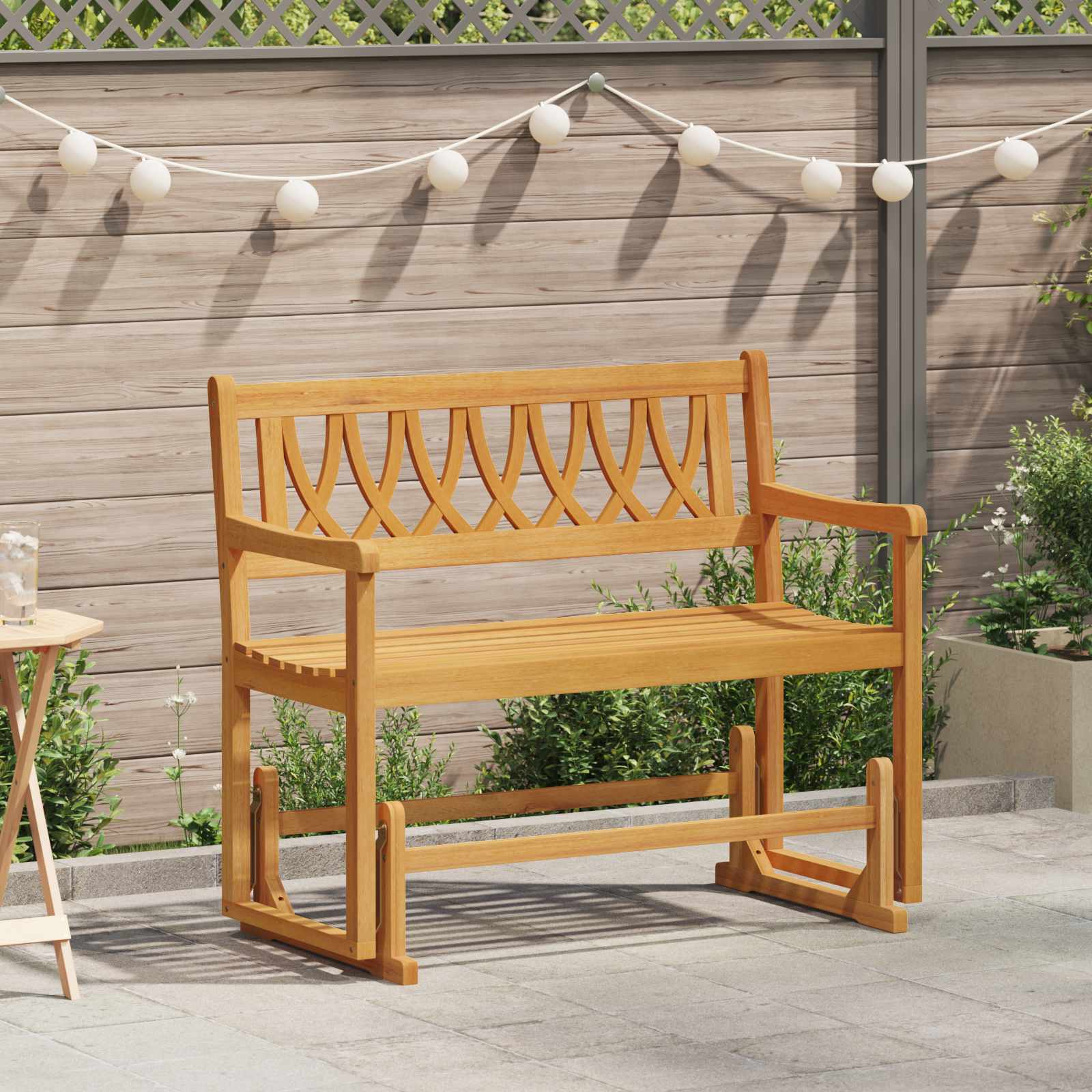 vidaXL Bancă glisantă pentru grădină natural 110 x 59 x 97 cm